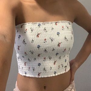 hollister white floral tube top! NWOT